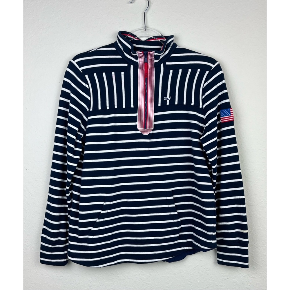 Vineyard Vines Terry 1/4 Zip Stripped Pullover